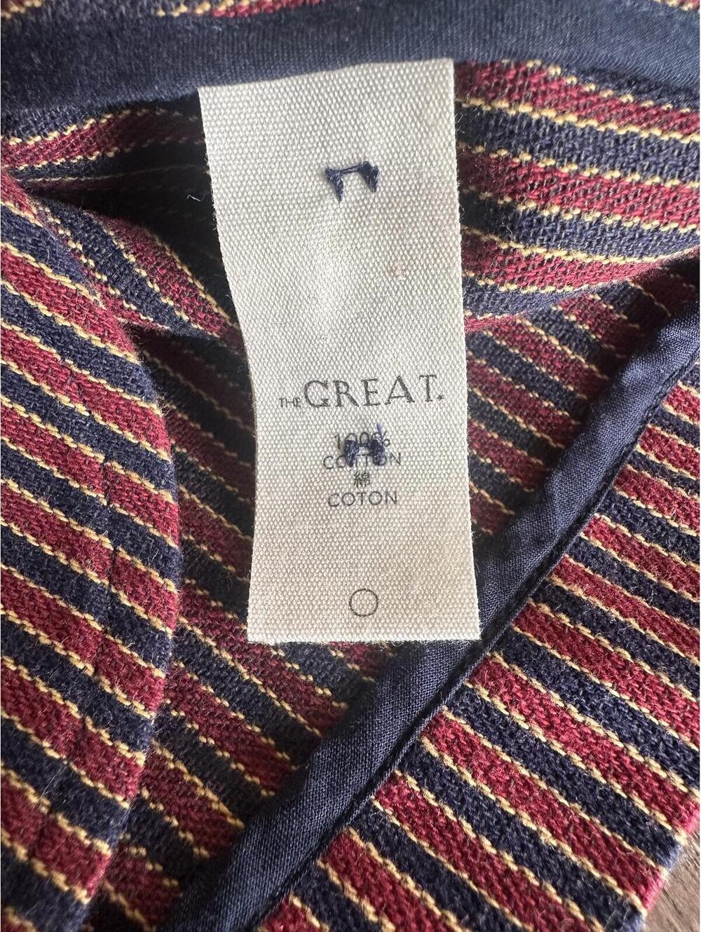 The GREAT. Shrunken Blazer Country Road Pinstripe Red Blue Women’s size 1 Small - Picture 8 of 14